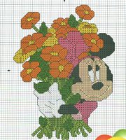 Минни Маус с букетом цветов