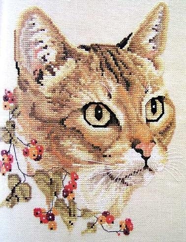 Вышивка кошка и туфель Вышивка кошка и туфель