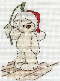 Мишка-Санта с веткой омелы