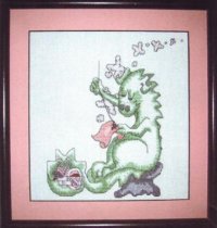 Вышивающий зелёный дракон