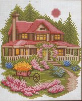 Схема вышивки крестом: Цветочный домик