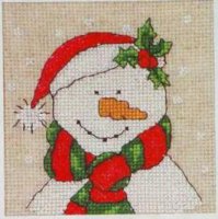 Схема вышивки крестом: Снеговик в полосатом шарфике