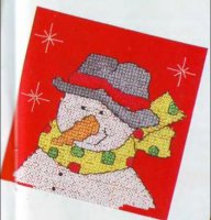 Схема вышивки крестом: Снеговик в шарфе в горошек