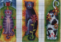 Схема вышивки крестом: Закладки с веселыми котами