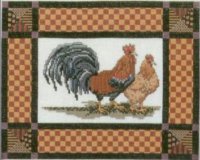 Кантри вышивка - Петух и курица