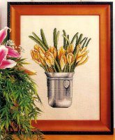 Схема вышивки крестом: Желтые цветы в вазе