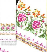 Схема вышивки крестом: Рушник с розовыми и оранжевыми цветами