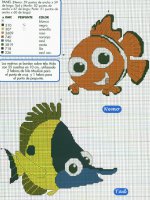 Схема вышивки крестом: Рыбки Немо и Тед