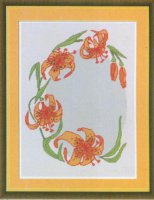 Схема вышивки крестом: Рамка для фотографии с лилиями