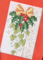 Схема вышивки крестом: Открытка с оранжевым бантом и цветами