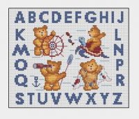Схема вышивки крестом: Сэмплер с мишками и алфавитом