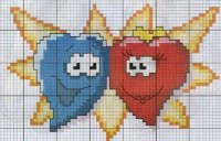 Схема вышивки крестом: Влюбленные сердечки