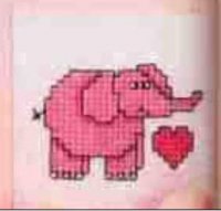 Схема вышивки крестом: Розовый слоник с сердечком