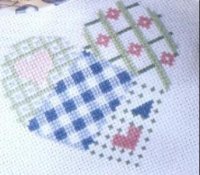 Схема вышивки крестом: Валентинка с лоскутным сердечком