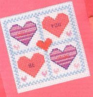 Схема вышивки крестом: Валентинка с сердечками