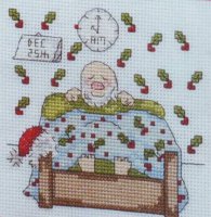 Схема вышивки крестом: Санта лёг спать
