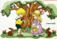 Мальчик и девочка под деревом