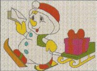 Схема вышивки крестом: Снеговик с санками