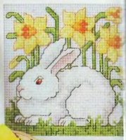 Схема вышивки крестом: Белый кролик