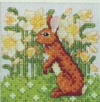 Схема вышивки крестом: Кролик в цветах
