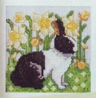 Схема вышивки крестом: Бело - черный кролик