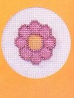 Схема вышивки крестом: Розовый цветок с украшениями
