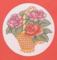 Схема вышивки крестом: Корзина с розами открытка