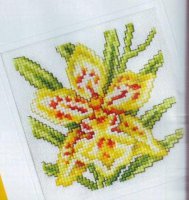 Схема вышивки крестом: Открытка с красивым жёлтым цветком