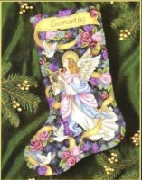 Схема вышивки крестом: Сапожок с ангелом и розами