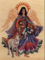 Схема вышивки крестом: Индейский ангел и волк