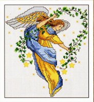 Схема вышивки крестом: Ангел в желто-синем одеянии