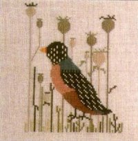 Схема вышивки крестом: Птичка на поле