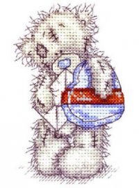 Схема вышивки крестом: Мишка с письмом и подарком