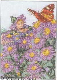 Схема вышивки крестом: Мальчик и бабочка