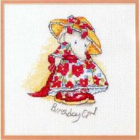 Схема вышивки крестом: Девочка слоненок в красивом платье и шляпке