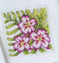 Схема вышивки крестом: Открытка с розовыми цветами