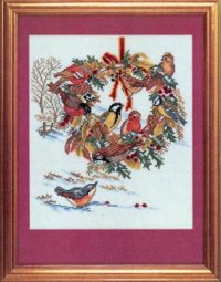 Схема вышивки крестом: Венок с птицами