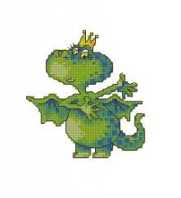 Зеленый дракончик с маленькими крыльями и золотой короной