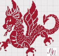 Схема вышивки крестом: Красный дракон вариант 1