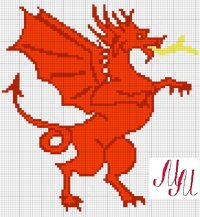 Схема вышивки крестом: Рыжий дракон