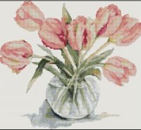 Схема вышивки крестом: Розовые тюльпаны