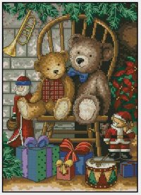 Схема вышивки крестом: Рождественские мишки