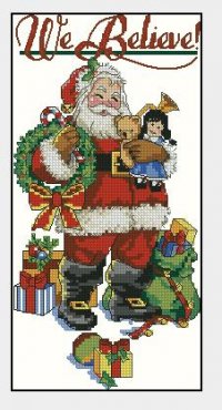 Схема вышивки крестом: Санта с подарками
