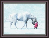 Схема вышивки крестом: Девочка и лошадь