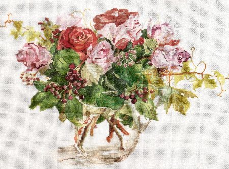 Схема вышивки крестом: Розы в вазе вариант 1