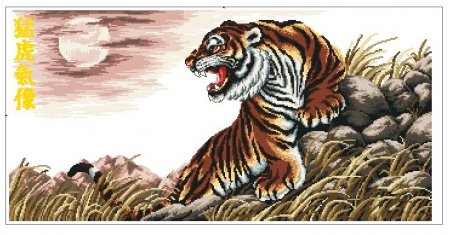 Схема вышивки: Тигр на охоте
