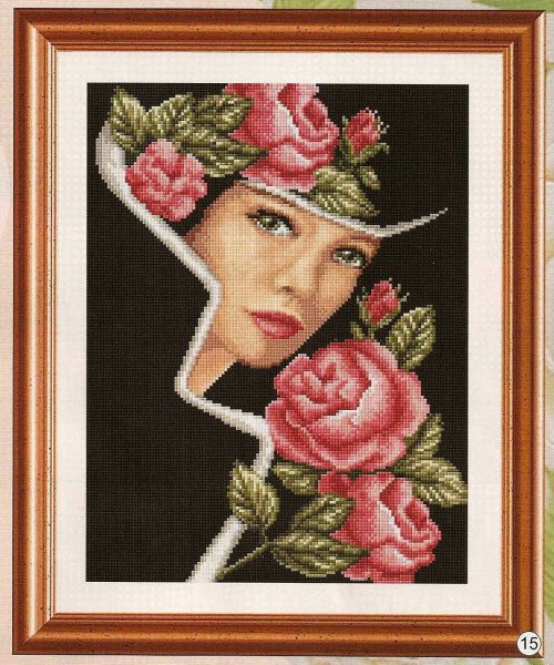 Схема вышивки крестом: Дама с розами