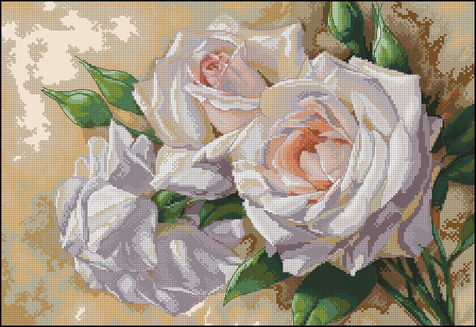 Схема вышивки крестом: Белые розы
