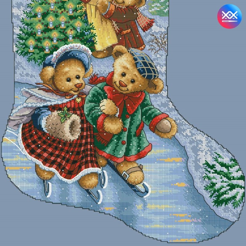 Носок с медведями на коньках