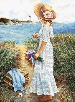 Девушка в шляпе на берегу моря